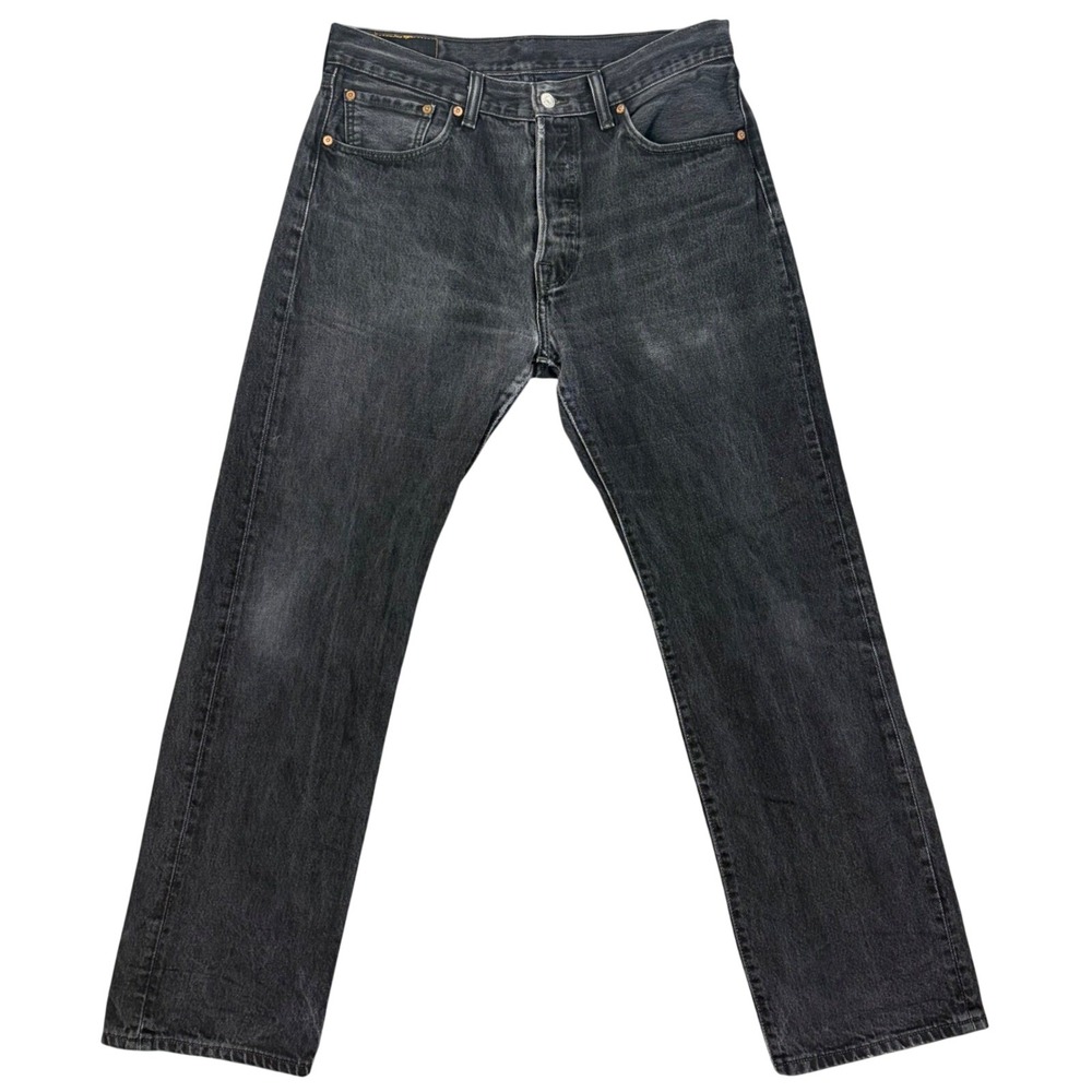 Levi's Jeans Mens 34x32 Black 501 Original Fit Straight Leg Button Fly Denim